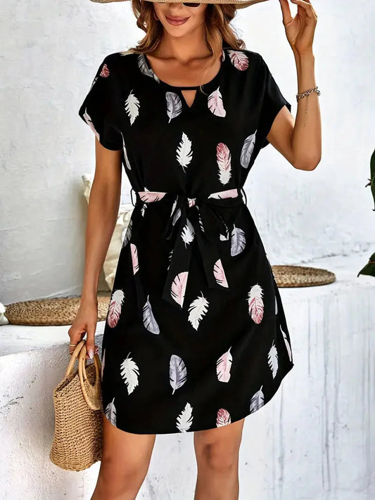 Vestido Mujer Elegante con Cuello Redondo